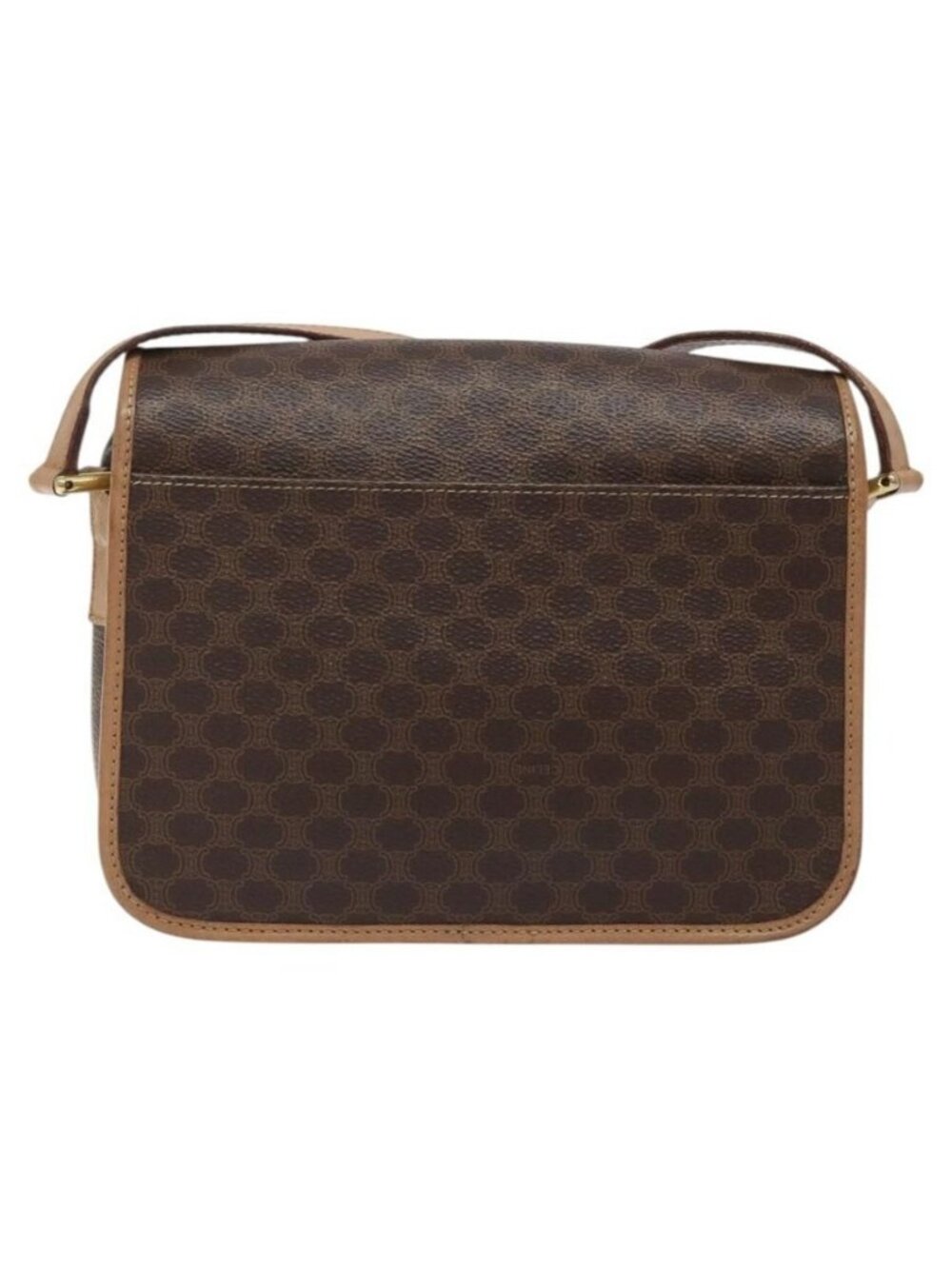 Authentic CELINE Macadam Canvas Shoulder Bag PVC Leather Brown Gold - Picture 9 of 16